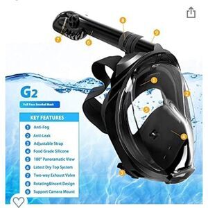 Greatever Small Black Snorkel Mask NEW Snaps In Place